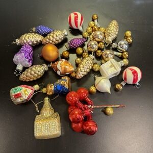 Vintage Glass Christmas Tree Ornament Lot For Tree Assorted